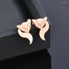 Collier boucles d'oreilles ensemble LEEKER boucle d'oreille en acier inoxydable couleur or Rose bijoux animaux pour femmes LK3