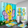 Curtains Tweety Bird 3D Printing Waterproof Bathroom Shower Curtain Toilet Cover Mat NonSlip Floor Mat Rug (1/3/4Pcs) W16