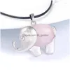 Collares colgantes XSM Piedras naturales Colgantes Amatistas Cuarzo rosa Lindo patrón de elefante Amet Charms Joyería Regalo para Wome Dhgarden Dhqpw