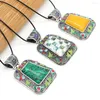 Pendant Necklaces Ethnic Vintage Natural Stone Abalone Shell Lapis Lazuli Necklace Charms Leather Rope For Women Boho Jewelry