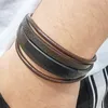 Braccialetto intrecciato in pelle da uomo Braccialetto a più strati Bracciale con fibbia magnetica retrò Regali semplici all'ingrosso di gioielli