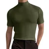 Męskie koszule 1pc marka odzież męskie Sumne Sumne krótkie rękawy Turtleeck T-shirt/Mężczyzna Slim Fit Fashion Wysokiej jakości T-shirt