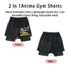 Mäns shorts anime min hjälte accademia 2 i1 prestanda shorts till gymmet fitness män kvinnor sommarmask snabb torr bakugou tryck sport shorts j230503