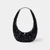 Evening Bags Sequins Circular Handle Bag Women Elegant Designer Diamonds Round Red Clutch Purse Ladies Chic Handbag Party