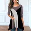 Damen T-Shirt Übergroßes Top Rundhals T-Shirt Lässiger Pullover 3D-Druck Langarm Damenmode Kleidung Einfacher Stil Frühling T-Shirt 230428