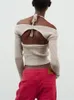 Tops Chronstyle Spring Autumn Knitte Club 2022 Kobiety krawat halterowy mini kamizelka zbiornika z długimi rękawami