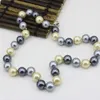 Kedjor Strand Necklace for Women 12mm Multicolor Simulated Pearl Shell Round Pärlor Chian Pärled Rope Choker Charms Jewelry 18inch B3216