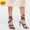 chaussures de designer Black Crystal Chandelier sandales à talons hauts 95mm diamant de luxe serpentine enveloppé romain talons hauts Strass Silver banquet H