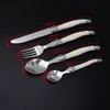 Servis uppsättningar Jaswehome 3-4pcs Laguiole Silverware Steak Knives Forks Spoons Set Mirror Polish Collection Stainless Steel Cutlery Set 230503