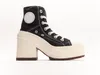 Vrouwen Hoge Hak Schoenen Platform Canvas Schoen Hakken Dame Laarzen Wiggen Jurk Sneakers Mode Booties Zwart Wit met Logo Dames