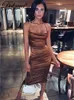 Abiti casual Dulzura Neon Satin Lace Up Summer Women Bodycon Long Midi Dress Senza maniche Backless Eleganti abiti da festa Abiti da club sexy 230503