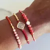Strang Vlen Rot Flach Naturstein Armband Miyuki Glasperlen Schnur Armbänder Für Frauen Mädchen Zierliche Pulseras Schmuck Geburtstagsgeschenk