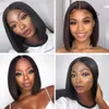 Synthetic Wigs Short Straight Bob Wig Lace Front Human Hair Wigs for Women Pre Plucked Remy Closure Brazilian Frontal 230227