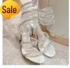 Black Crystal Chandelier High-Heeled Sandals Women's Fair Style Luxury Diamond Serpentine Wrapped Roman High Heels 10cm Sexig modedesigner Bankettklänning Sh