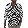 Men's Casual Shirts Tiger Print Stripes Shirt Male Glam Black And Gold Street Style Custom Blouses Long Sleeve Vintage Oversize Tops