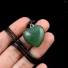 Pendant Necklaces 2023 Natural Stone Heart Necklace Charms Agates Leather Rope For Making DIY Jewerly 25x25x10mm