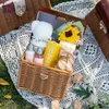 Förvaringspåsar Spot Rattan Woven Leather Handle Present Box For Wedding Bridesmaids With Gifts Suftcase Picnic