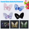 Decorative Objects Figurines Glass Crystal Lucky Butterfly Ornaments Nordic Colored Glaze Butterfly Decoration Bright Color DIY Wedding Party Gifts 230503