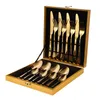 Geschirr-Sets Geschirr Golden Besteck Gabel Löffel Messer-Set Golden Geschirr Edelstahl Besteck Golden Gabel Löffel Geschirr-Set 230503