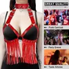 Cintos cosplay punk couro arnês sutiã tira enxugada cinturão dança gótica Rave vestir trajes de sexo bondage moda bincha