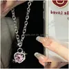 Collane con ciondolo Hiphop Collana a catena in metallo a forma di cuore rosa Cz per le donne Ragazze Dolce festa di compleanno Regali di gioielli Drop De Dhgarden Dhpie