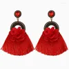 Dangle Earrings Women's European Style Cotton Thread Flowers Tassels Drop Bohemian Retro Vintage Big Exaggerated Stylish