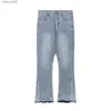 designer Gary straight tube loose dept lavé jeans bleu clair pour hommes et femmes pantalons