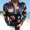 Qnpqyx camisas masculinas casuais vintage de manga comprida outono camisa havaiana skinny fit vários padrões roupas masculinas cardigan blusa2024