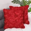 Okazyjne 2-pakiety kwiat 3D dekoracyjny rzut na poduszki 16 x 16 czerwony