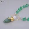 Ketens guaiguai sieraden natuurlijke groene glazen kwarts nugget kristal ketting muscoviet punt witte rauwe rauwe hanger voor vrouwen