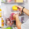 Бутылки для хранения 3pcs холодильник коробку пластиковые квадратные контейнеры с ручкой и крышками кухонная пища держите в свежем холодильнице организатор холодильника