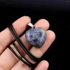 Pendant Necklaces 2023 Natural Stone Heart Necklace Charms Agates Leather Rope For Making DIY Jewerly 25x25x10mm