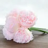 Fleurs décoratives 5 pièces 1 bouquet européen fleur artificielle fausse pivoine Bouquet de mariée pour noël fête de mariage maison