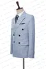Men's Suits Blazers Blue Linen Men's Suits Bridegroom Tuxedo Tailor-Made Wedding Custom Double Breasted Male Blazer 2-Piece Terno Masculino 230503