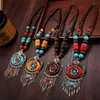 Pendant Necklaces Faylisvow Retro Metal Necklace Women Accessories Boho Ethnic Wood Beads Maxi Choker Vintage Dress Blouse Clothes Jewelry
