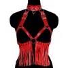 Riemen cosplay punk lederen harnas bra gekooide riemen riem gotische dans rave slijtage sek kostuums bondage mode strakke suspenderbelts