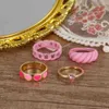 Bagues de bande bohème coeur chaîne ensemble pour femmes mode rose amour bague en gros bijoux fête Y23