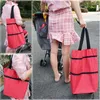 Storage Bags Reusable Foldable Shopping Bag Trolley Cart With Wheels Grocery Eco Large Organizer Waterproof Basket