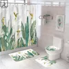 Tende Piante verdi tropicali Tenda da doccia Schermo decorativo per vasca da bagno Set di tappetini da bagno divisori per WC in poliestere Decorazione del bagno di casa