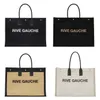 حقيبة التسوق الشاطئية المصمم الفاخرة حقيبة يد Rive Gauche Tote Mens Weave Weave Weeker Clutch Facs Womens Fashion Canvas Luggage Crossbody Gym