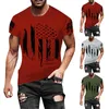 Camiseta de camisetas masculinas para homens Men Mens Independence Day bandeira casual macio e confortável mangas curtas algodão grosso