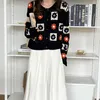 Cardigans Coréen Crochet hauts Cardigan femmes fleur broderie tricot pull Cardigans femme 2022 automne hiver veste tricoté manteau Boho