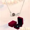 Colliers à pendentif Love Projection Collier avec boîte-cadeau en laine 100 langues I You For Women Gifts 2023 In Trendy Romantic Je Dhgarden Dhycu