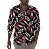 Camisas casuais masculinas camisa estampada de doces outono Lollies Lollipop Men Logo Bloups Sleeve Design de roupas de rua 3xl 4xl