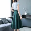 Two Piece Dress Summer Women Office Two Piece Set Casual Striped Shirts Blouses and Bow Midi Skirt Female Business Formal Skirt Suit Sets 230503