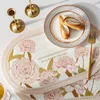 Mats Pads 2 PCS AntiOil And AntiScalding Lychee Pattern Placemat Elegant And Light Luxury ic Peony Flower Table Mat Z0502