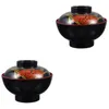 Bols 2 pcs Style Japonais Nouilles Ramen Bol De Soupe De Riz Traditionnel Avec Couvercle Assorti