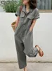 Kvinnors jumpsuits rompers 2023 Zanzea Summer Casual Cargo Överaller Kvinnor LAPEL NECK KORT SLEEVE JUMPSUITS SOLOW LOOKE PLAYSUITS ARBETE ROMPERS SUSENTERS T230504