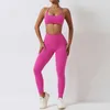 Yoga-outfit Yoga Set Dames 2-delige sportschoolkleding Push Up Clothing High Taille Leggings Fitness Shorts Sport Bra Training Tracksuit Sportswear P230504