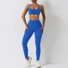 Yoga-outfit Yoga Set Dames 2-delige sportschoolkleding Push Up Clothing High Taille Leggings Fitness Shorts Sport Bra Training Tracksuit Sportswear P230504